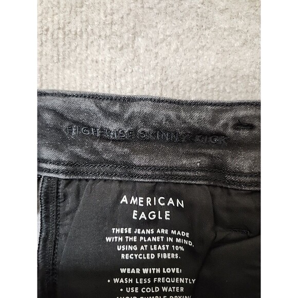American Eagle Skinny Kick Jeans Womens 10 Black Next Level Stretch - Picture 7 of 9